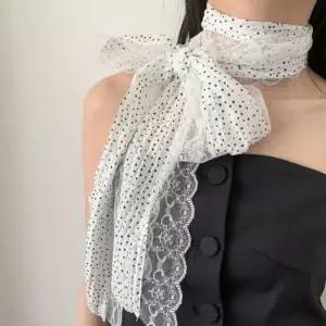 [애슬릿] 레이스 스카프 도트 스키니 방도 롱 타이 봄 머플러