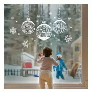 겨울 KJ26CR33 눈꽃 장식 창문 스티커 반짝이 볼 크리스마스