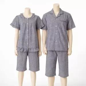 [갤러리아] [커플]면100 붙지않는 시원하고 가벼운 지지미 체크선염 파자마[VPAS202WM_NB]