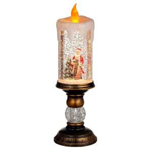 CABILOCK 크리스마스 작동 스피닝 치는 없는 스노우 양초 추수감사절 캔들 데코 글로브 불꽃 소용돌이 장식용 배터리 물 조명 홈 LED 반짝이는