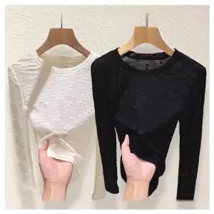 플라워 엠보 니트 시스루 레이스 티셔츠