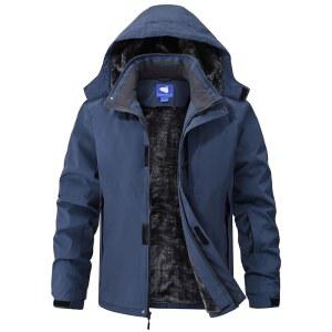 아오르가 남성 스키 재킷 겨울 방수 스노우 플리스 안감 단열 헤비 파카 코트, 후드 포함