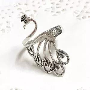 [셀러에이드]순은반지 꿈이펼쳐지는공작새 프리사이즈925실버