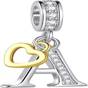 여성용 판도라 참 팔찌와 호환되는 SBI 주얼리 실버 A-Z 레터 알파벳 이니셜 펜던트