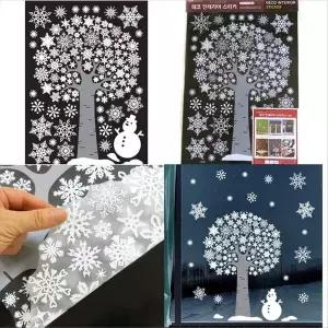 크리스마스 KJ31ZZ57 장식 창문 스티커 벽 트리 눈꽃나무 데코