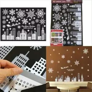 크리스마스 TX55PH86 장식 창문 스티커 벽 트리 눈꽃도시 데코