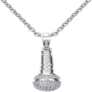 체인을 가진 여성을 위한 밀겟 스테인리스 스틸 큐빅 지르코니아 CZ 마이크 펜던트 목걸이