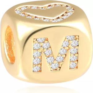 목걸이와 팔찌를 위한 MOLAYES 편지 부적 14 000 골드 도금 여성용 구슬 A-Z 알파벳 이니셜 이름 펜던트