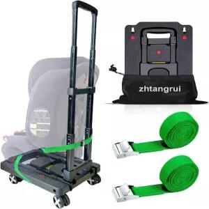 공항용 카시트 돌리 - 비행기용 롤러 카트 바퀴 스트랩이 있는 여행용 캐리어 접이식 수하물 트롤리 핸드