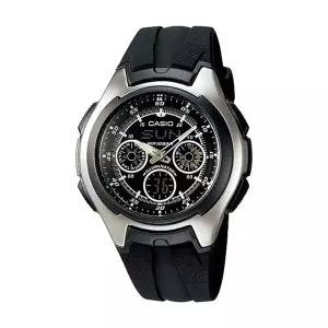 카시오 AQ-163W-1B1 남성 아나디지 우레탄 손목 시계