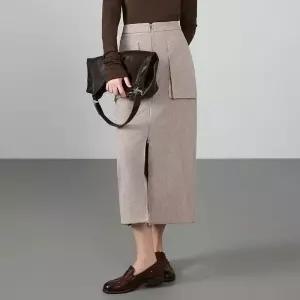 포뇨 여자 치마 봄 더블 지퍼 이른 앞트임 원턱 힙업 솔리드 OPH1