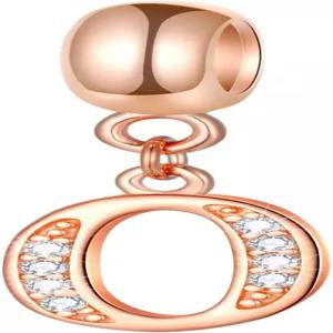 에모스타 레터 참스 이니셜 A-Z 알파벳 비즈 로즈 골드 925 스털링 실버 당글 CZ 탄생석 펜던트 유럽 참