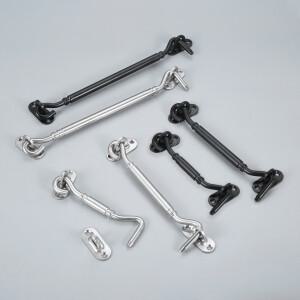 스테인레스 스틸 캐빈 후크 아이 래치 문짝  창문 네일 프라이버시 윈드 하드웨어  4 인치  6/8 실버  블랙