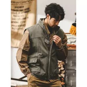 남성용 조끼 헤비 빈티지 카고 코트 가을 야상 전술 촬영 점퍼 KS3