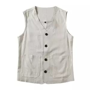 레이어드룩 빈티지 루즈핏 남성 린넨조끼 데일리 베스트 여름