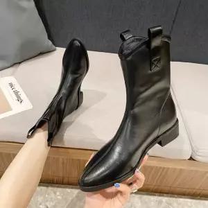 ZTXNXK054 여성 가을 겨울 로우힐 스틸레토 라이더 워커 미들 부츠