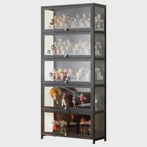 피규어 진열장 수납장 보관장 유리 수납함 케이스 장식장 원목 5단 장식 정리대