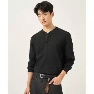 매장정품 빈폴 BEANPOLE MEN 피케 헨리넥 긴소매 티셔츠 블랙 BC5841C045 661362