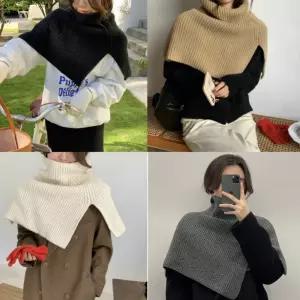 니트 페이크 목폴라 어깨 숄 케이프 넥워머 풀오버 망토 겨울