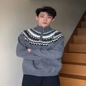 빈티지 이너 가을 겨울 남성용 니트 터틀넥 반폴라 데일리 페어아일 다올4