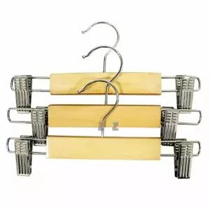 원목 VTT683U5 바지걸이 치마 팬츠 집게 행거 키즈용 옷걸이 3P