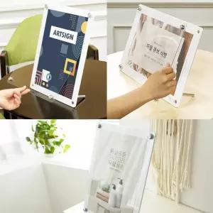 A4 자석프레임 자격증 세우는 스탠딩 상장 가격표 거치대 포스터 꽂이판 홍보물 안내데스크 인포 액자틀 아