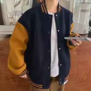 배색 오버핏 바시티스타일 캐주얼 자켓 야구점퍼 캠퍼스룩아우터 스트릿 남녀공용 간절기아 상의 데일리 커