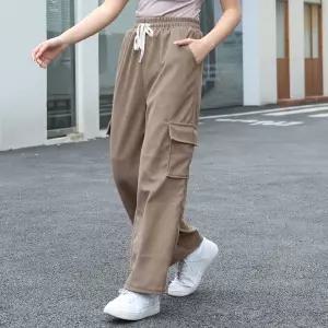 여성 골덴바지 루즈핏 밴딩 일자 카고니트 카고팬츠 조거 베이지 와이드 코듀로이 슬랙스 키작녀