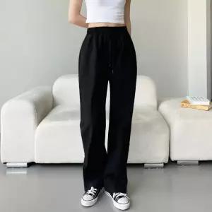 베이직핏 데일리 패션 밑단 옆지퍼 일자 롱 밴딩 팬츠여자조거 숏팬츠 밴팬츠 편한바지 치마 여성면반 와이