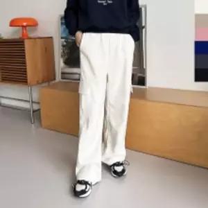 GSS CF189W 여자 골덴 카고 와이드 스트링 팬츠카고 후리스안감카고바지 밴딩 코듀로이카고 카고밴