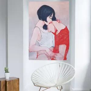 대형 패브릭 포스터 커플세로 M벽장식 홈갤러리 인테리어 집꾸미기 분위기전환 데코 소품 고리 게포함 아트