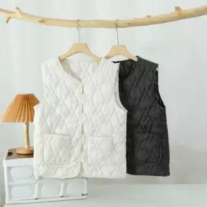 여성 모던 레이어드 포인트 단추 티셔츠 TDN-0132따뜻한이너조끼 가볍고포근함 데일리웜룩 간절기 심플포켓