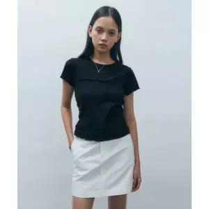 브랜드정품 몽돌 MONGDOL 수피마 코튼 튜브탑 레이어드 반팔 티셔츠 블랙 MDTS077BLACK 341038