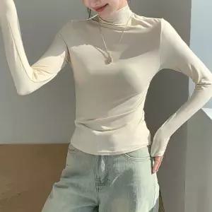 여성 폴라 하이넥 슬림 니트티 데일리룩 목티 셔츠 터틀넥 긴팔 데일리