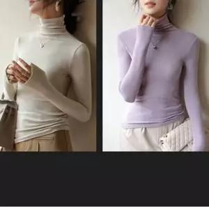 우아한 여성 목폴라티셔츠 니트 터틀넥 긴팔 반넥 이너
