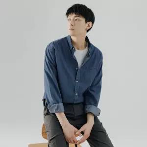 키밍 가을신상 박사이즈 남성 데님 셔츠 긴팔 청남방 연청 진청 청남 가을옷 가을용 스타일리쉬 오버핏 다