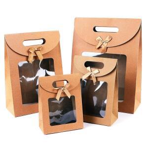 [2개구성] 크라프트 투명창 대형 X10개 손잡이 선물 백 상자 포장 QWB6A27E