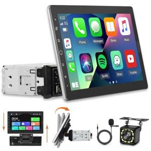 카플레이 및 안드로이드 오토가 탑재된 10.1인치 싱글 딘 카 스테레오, 미러 링크가 포함된 10인치 터치 스크린 라디오 /1080P /EQ 오디오 /SWC / 블루투스 + 백업 카메라 MIC