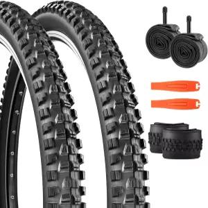 WEEROCK MTB 자전거 타이어 2팩 26/27.5/29인치 접이식 비드 교체 내부 튜브가 있는 2.3인치 와이드 마운틴