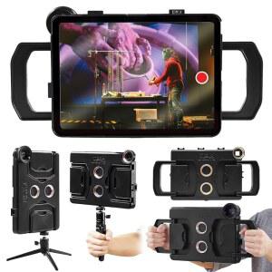 10.9인치(최신 10세대 모델) 휴대용 태블릿 스태빌라이저, 스윙 핸들, 콜드 슈 마운트, 비디오 촬영용 삼각대 브이로그, 필름 제작용 메가마운트 케이스 스태빌라이저