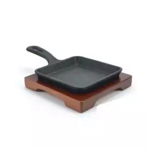 정사각 손 스테이크 주물팬 목판 중형 무쇠팬 볶음팬 목판