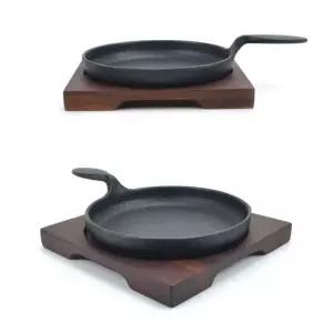 무쇠팬 원형 주물후라이팬 생선팬 스테이크팬 4호 목받침포함