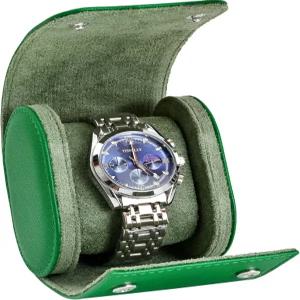 스웨이드 안감이 있는 남녀용 로셀 시계 케이스 - 롤 여행 보관 정리 및 디스플레이(그린 크로스-1 슬롯)