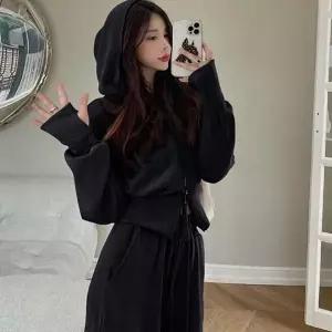 여성 크롭 후드 트레이닝 세트 투피스 투피스 후드 간절기 여성 복