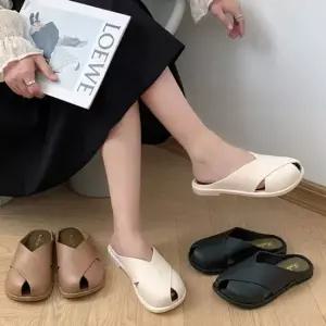 인기상품 여성 플랫 트임 슬리퍼 1P 크로스 스트랩 사무실 슈즈 [WFHOH68_260317]