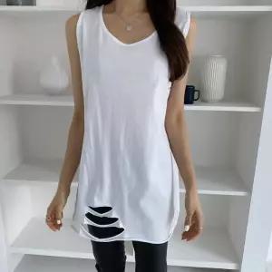 여자 여름 시원한 면 구제 레이어드 롱 나시