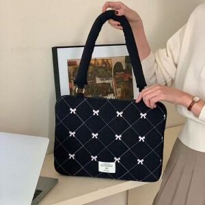 YAPOGI 16인치 대용량 충격흡수 리본 손잡이 쿠션 노트북 아이패드 태블릿 파우치