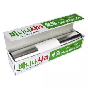 바나나사과 호일 대용량 25cmX60m 1개 알루미늄 쿠킹호일 김밥포장지 은박지 음식 식품 바사