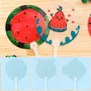 [문구티쳐] 민화샵 여름 투명 부채 6종 (원형/어항/물고기/꽃/조개/사각)  DIY 꾸미기 무지투명부채 diy 여름만들기