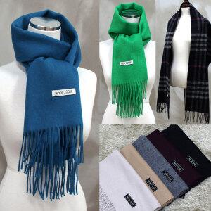 울100% 무지 목도리 캐시미어 니트 남자 여성 선물용 퍼 머플러 체크 가을 겨울 봄